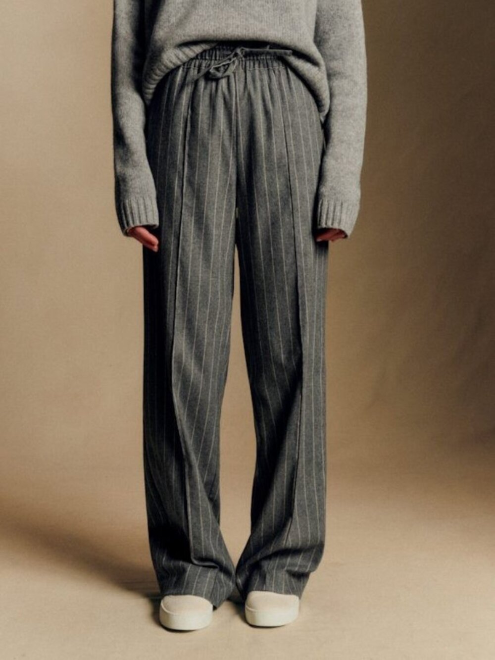 Sezane Bruce Trousers Grey Tennis Stripes size 14 (FR 46)
